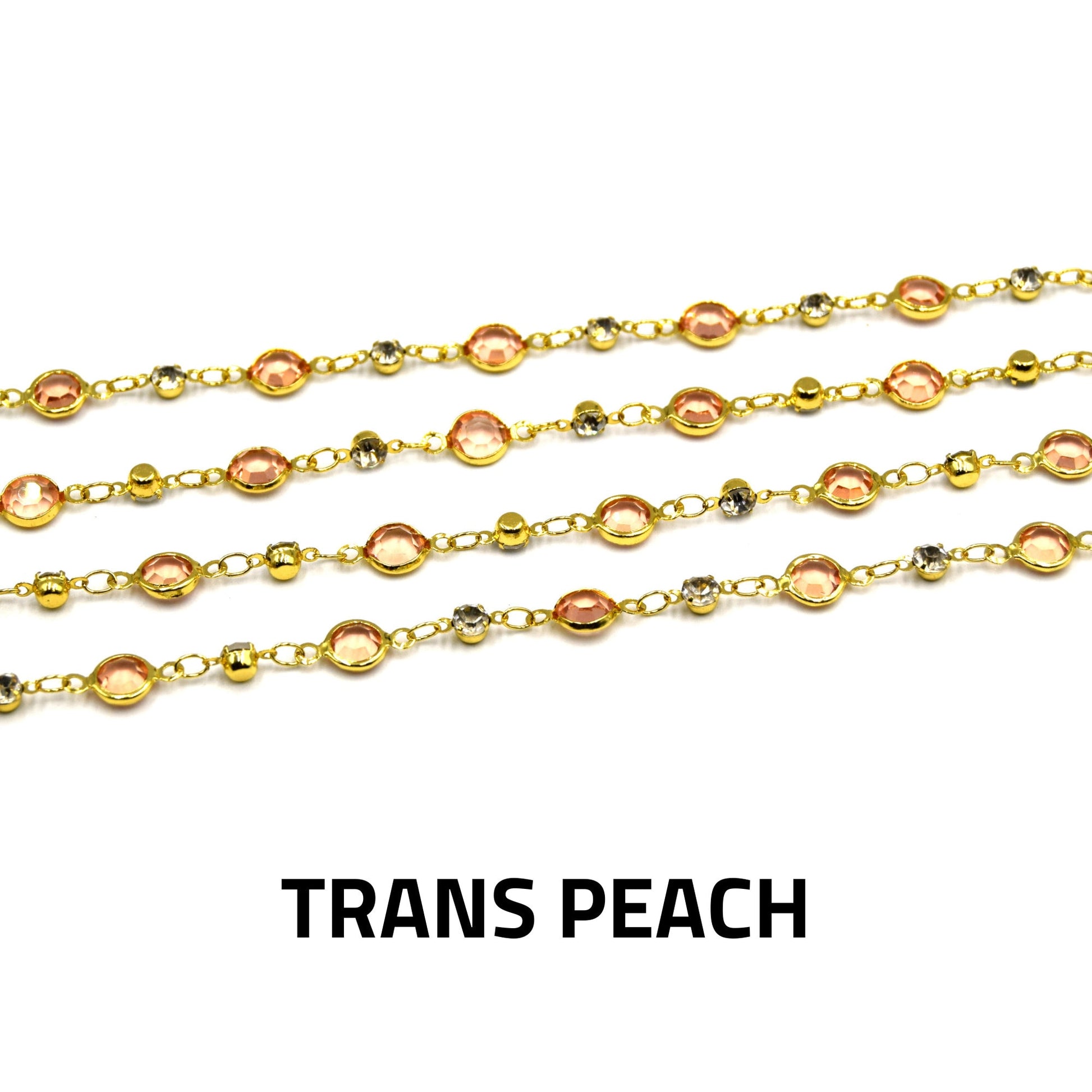 Gold plated Crystal Link Chain- 6mm with CZ spacers | Dazzling Jewelry Accessory