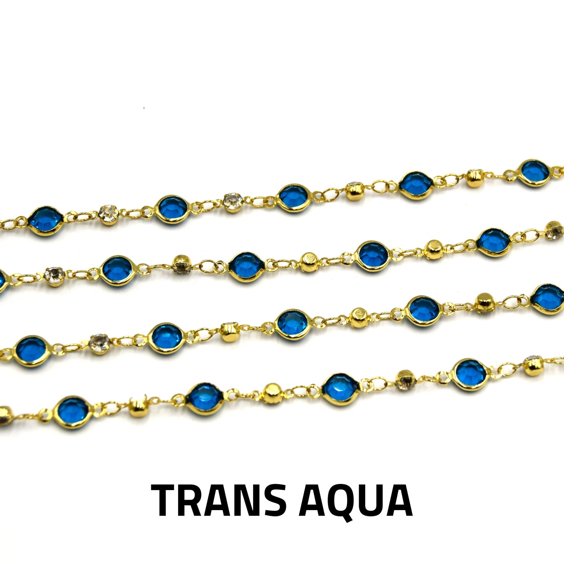 Gold plated Crystal Link Chain- 6mm with CZ spacers | Dazzling Jewelry Accessory