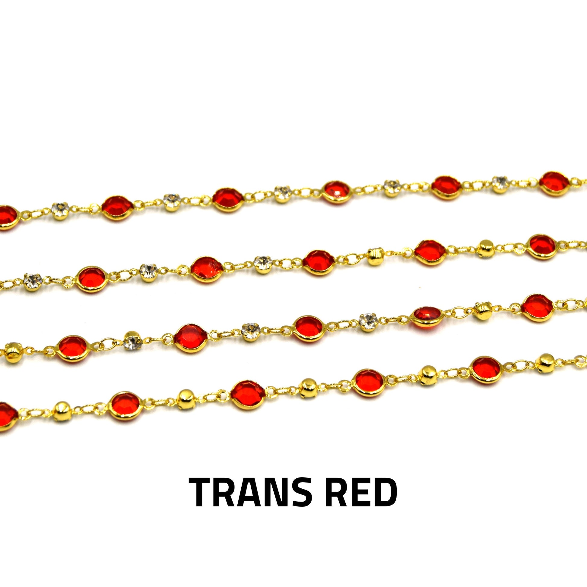 Gold plated Crystal Link Chain- 6mm with CZ spacers | Dazzling Jewelry Accessory