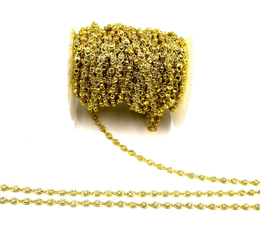 Gold Plated Fancy chain with 4mm CZ diamond - Dazzling Jewelry Accessory