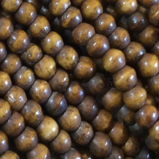 Natural Ox Bone Mixed Brown Round Bead Strand, 3mm, approx. 134 beads per strand