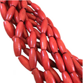 Bright Red Natural Wood Tube/Barrel Beads - 14.5" Strand (Approx. 24 Beads) - Measuring 7mm x 16mm - 2mm Hole Size - Sold by the Strand