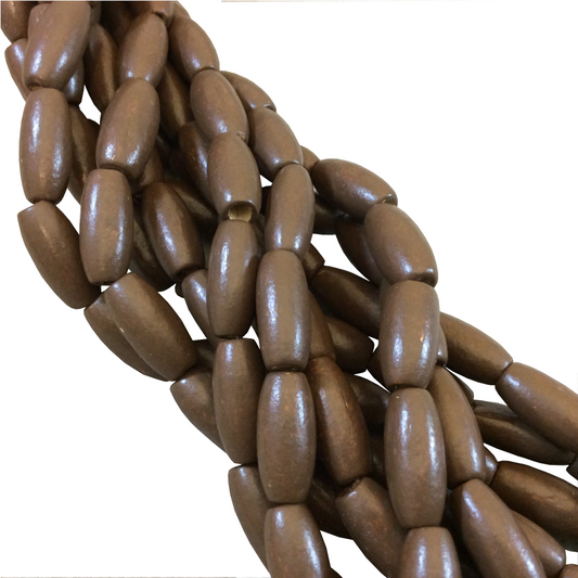 Chocolate Brown Natural Wood Tube/Barrel Beads - 14.5" Strand (Approx. 24 Beads) - Measuring 7mm x 16mm - 2mm Hole Size - Sold by the Strand