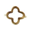 Warm Brown Open Quatrefoil Shaped Natural Carved Bone Focal Connector with Attached Gold Suspension Rings - Measuring 39mm x 39mm, Approx.