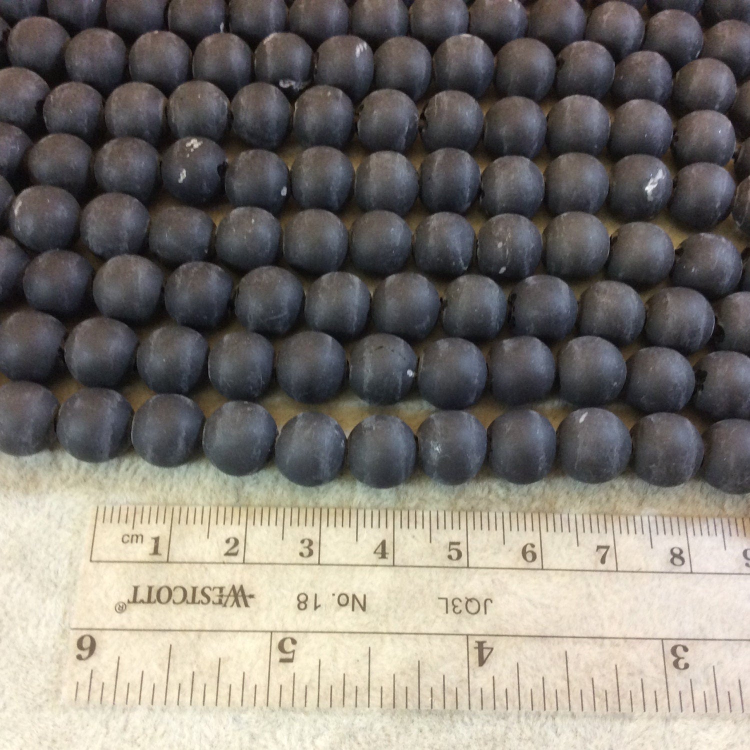 10mm Natural Jet Black Obsidian Matte Finish Round/Ball Shaped Beads with 2.5mm Holes - 7.75" Strand (Approx. 20 Beads) - LARGE HOLE BEADS