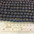 10mm Natural Jet Black Obsidian Matte Finish Round/Ball Shaped Beads with 2.5mm Holes - 7.75" Strand (Approx. 20 Beads) - LARGE HOLE BEADS