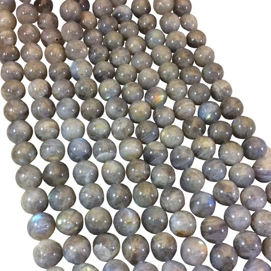 10mm Smooth Round Labradorite Beads with 1mm Holes - 16.25" Strand (Approx. 41 Beads) - Natural High Quality Semi-Precious Gemstone