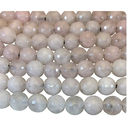 10mm Natural Pink Rose Quartz Faceted Round/Ball Shaped Beads with 2.5mm Holes - 7.75" Strand (Approx. 20 Beads) - LARGE HOLE BEADS