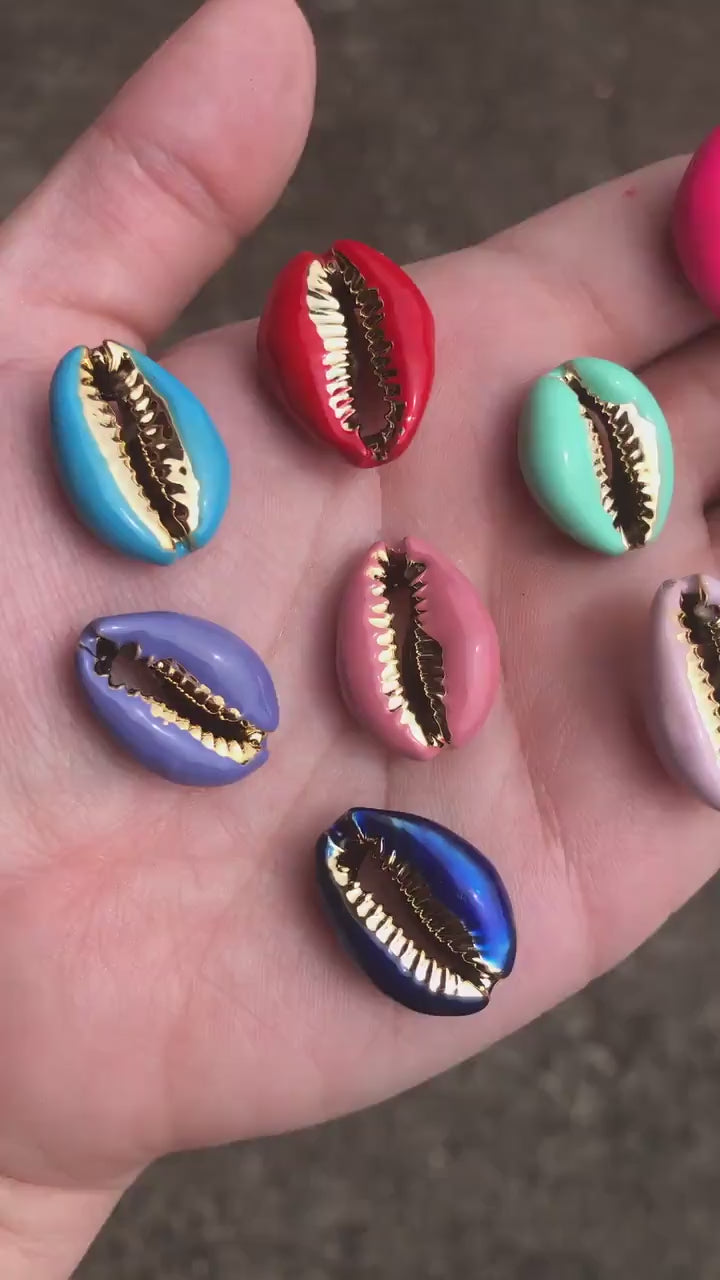 Cowrie Shell Beads | Electroplated and Enamel Coated Shell Beads - 12 Colors Available