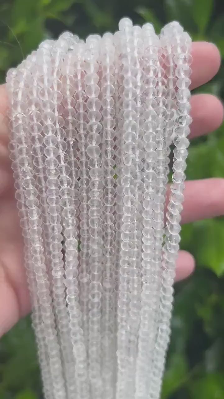 Clear Quartz Faceted Rondelle Beads - 4mm