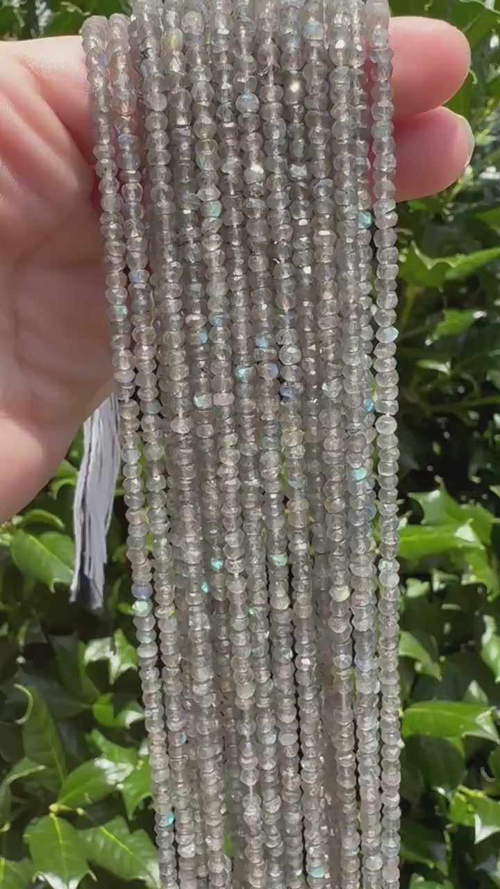 4mm Faceted Labradorite Rondelle Beads