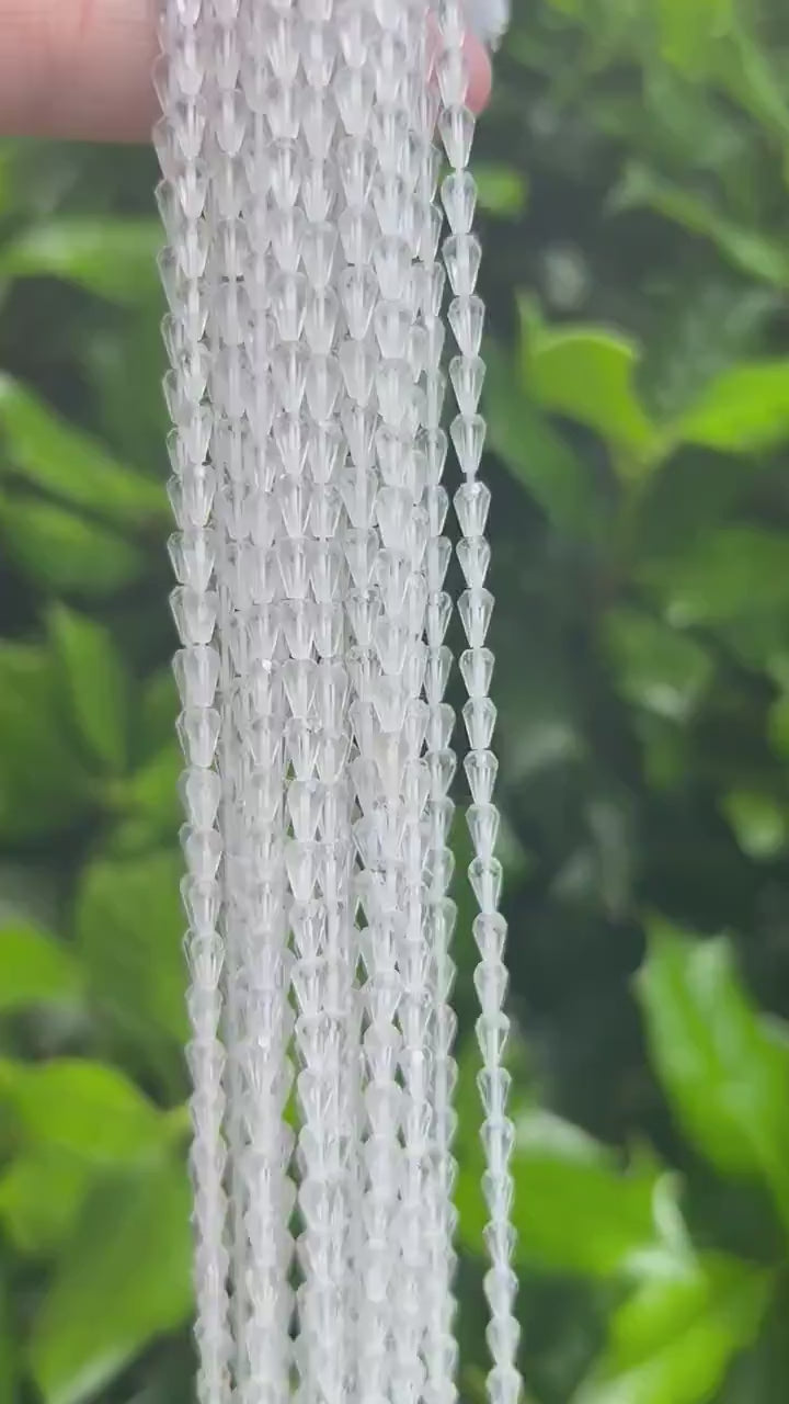 Clear Quartz Center Drilled Teardrop Beads - 3mm x 5mm Faceted