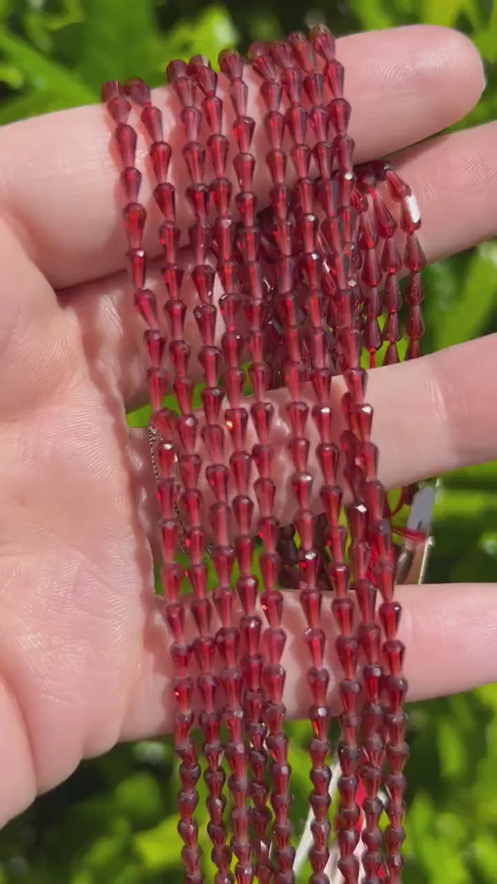 Rhodolite Garnet Teardrop Center Drilled Beads - 3mm x 5mm