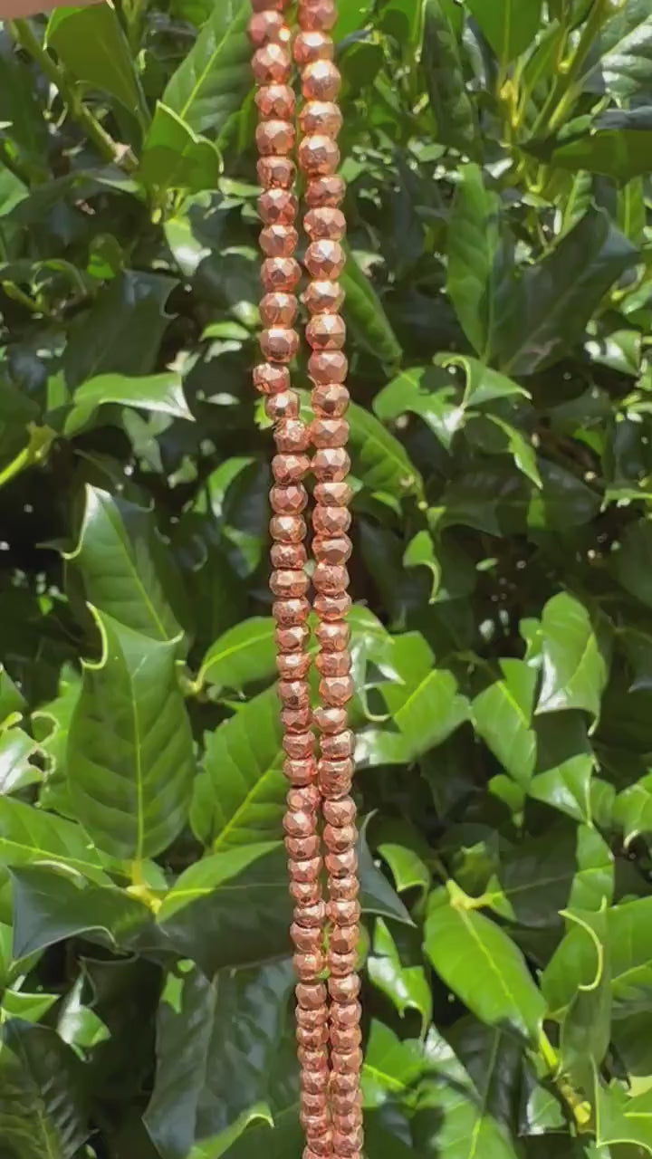 Rose Gold Plated Pyrite Rondelle Beads - 4mm Faceted