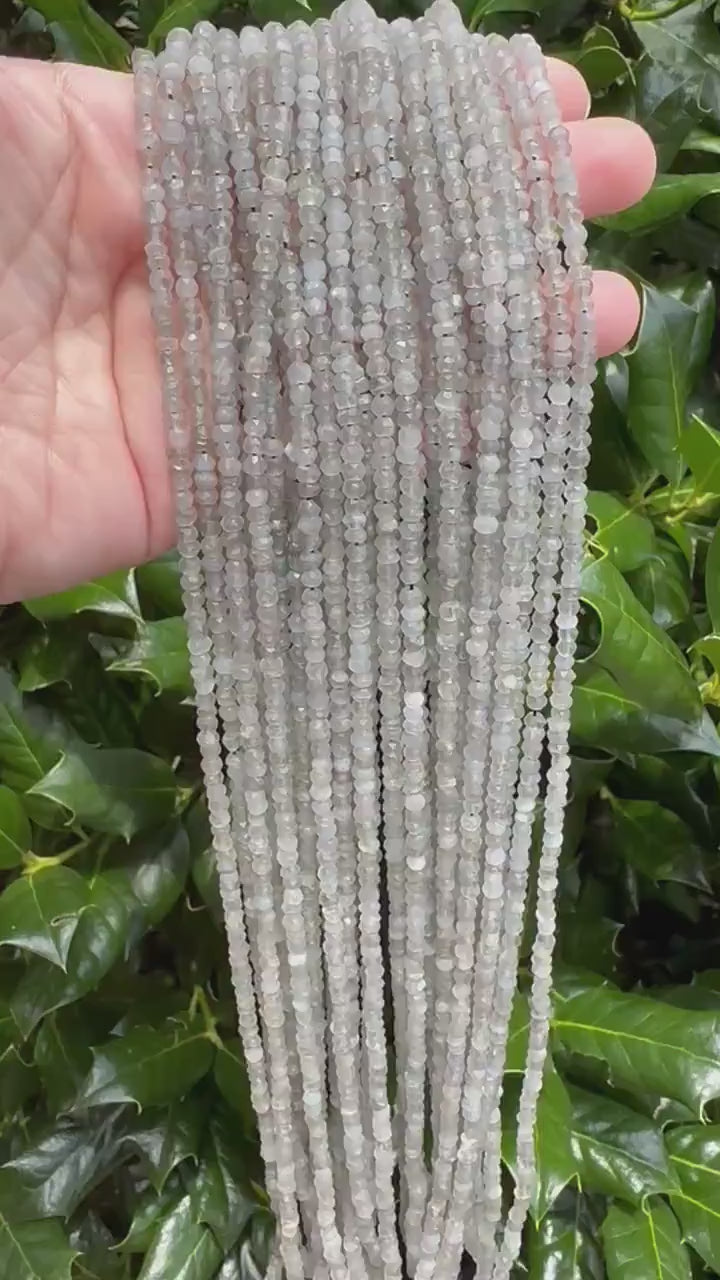 Mystic Gray Moonstone Rondelle Beads - 2mm x 3mm