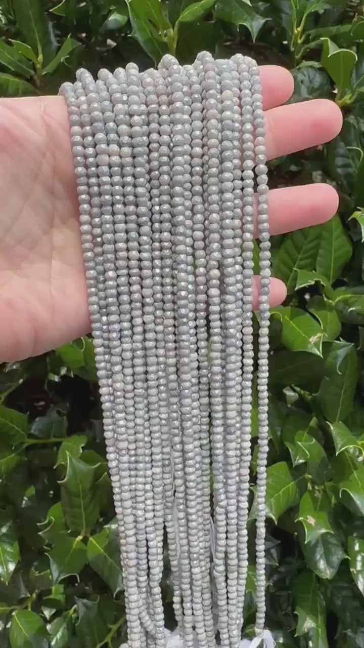 Mystic Gray Dyed Natural Quartz Rondelle Beads - 3mm x 4mm