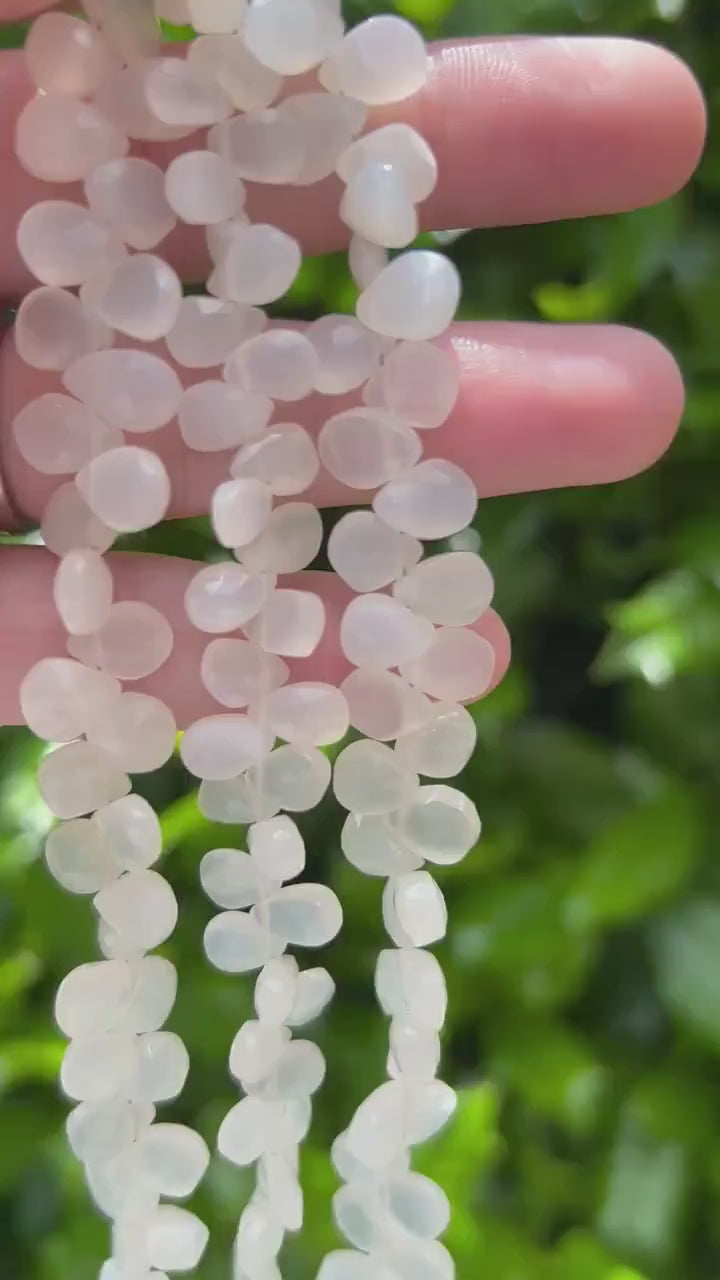 White Moonstone Teardrop Beads - 6mm x 9mm