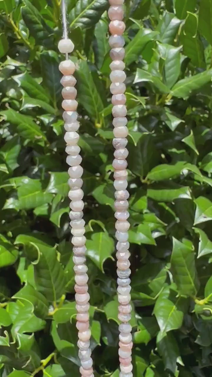 4mm Faceted Mystic Moonstone Rondelle Beads