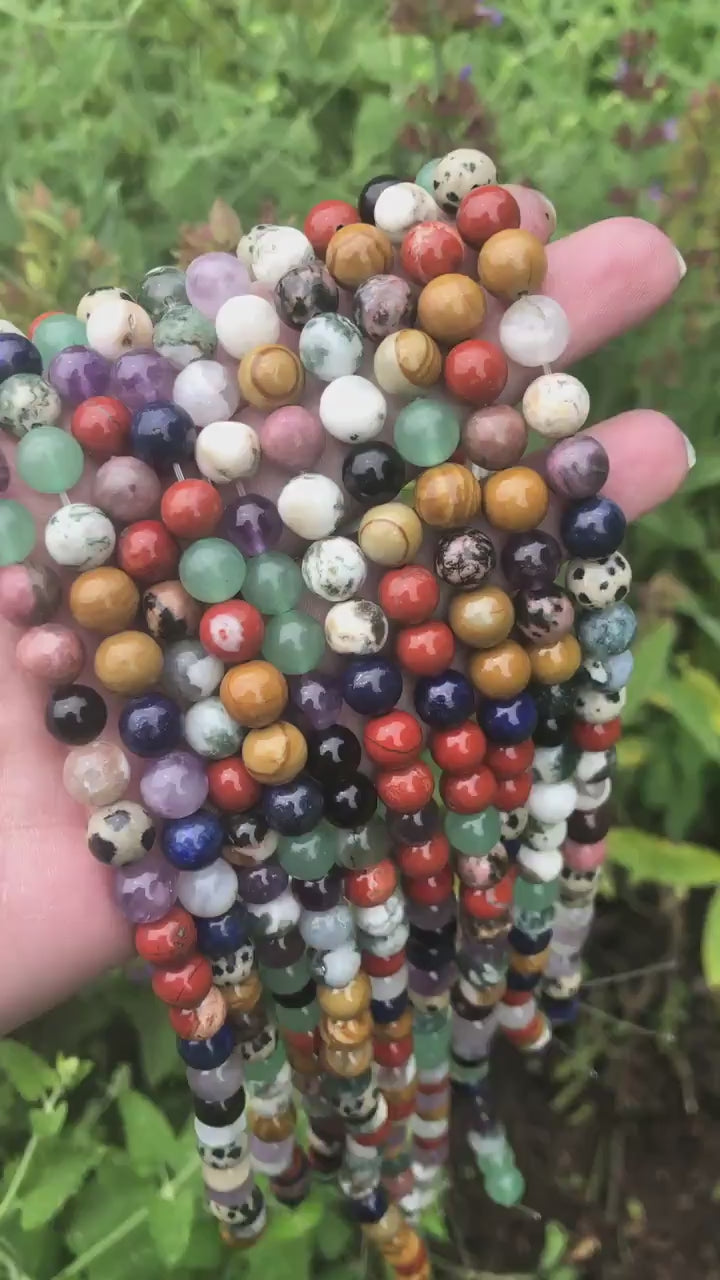 Mixed Gemstone Beads | Natural Smooth Round Gemstone Beads | 4mm 6mm 8mm 10mm 12mm