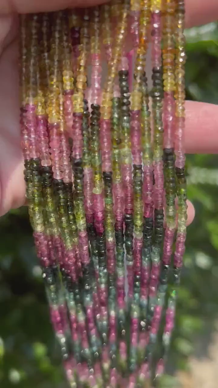 3mm Faceted Rondelle Multi Tourmaline Beads