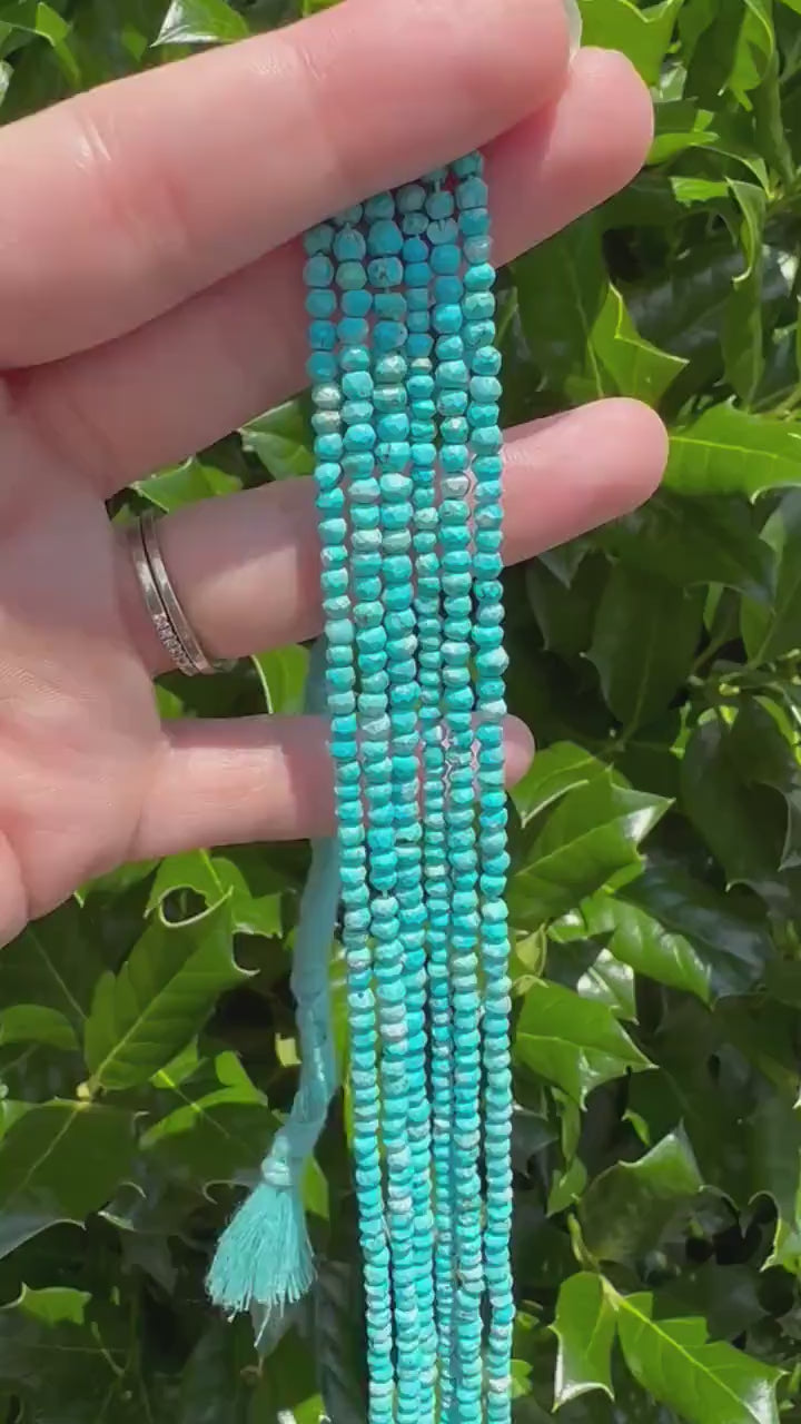 Stabilized Arizona Turquoise Beads | 3-4mm Faceted Rondelle