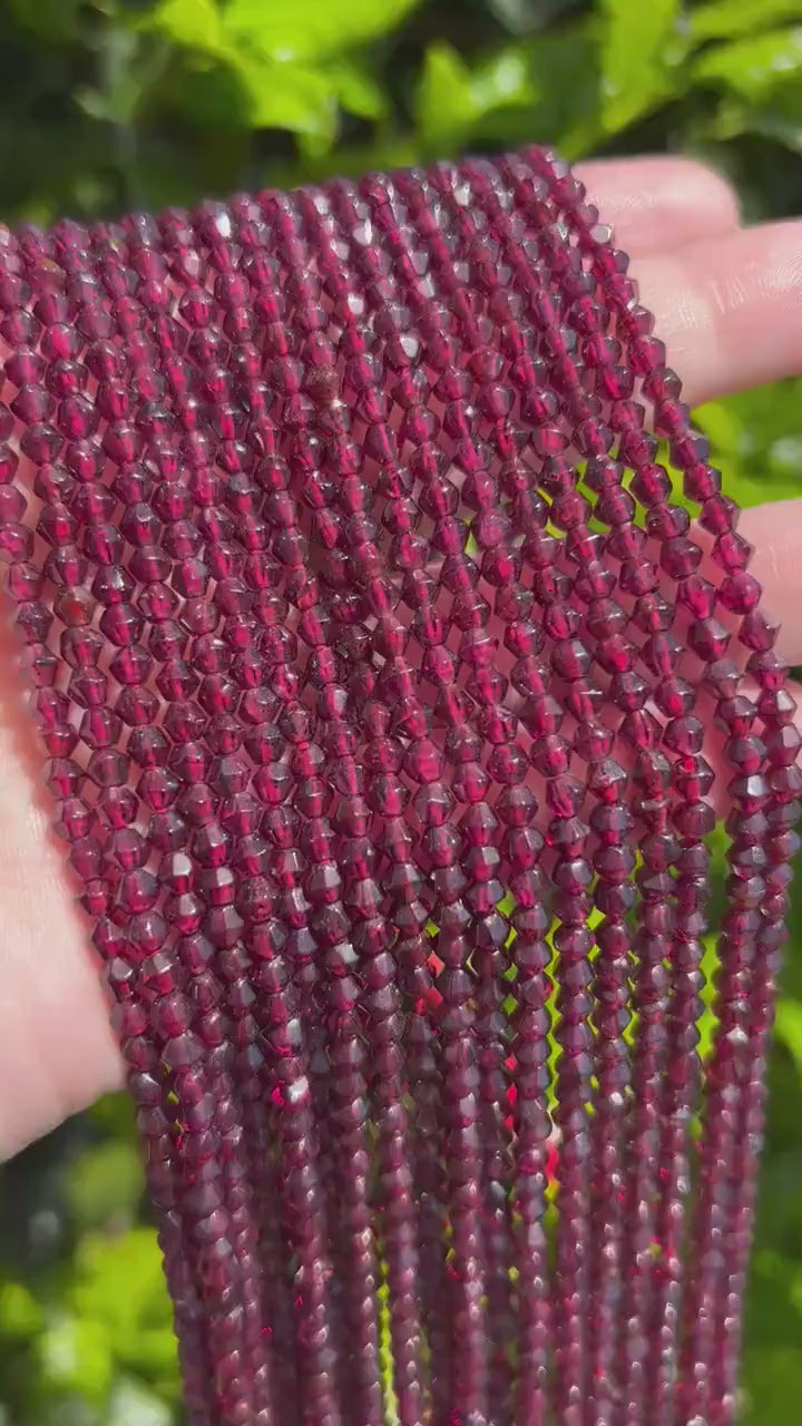 Garnet Bicone Beads | 4mm Semi Precious Stone Beads