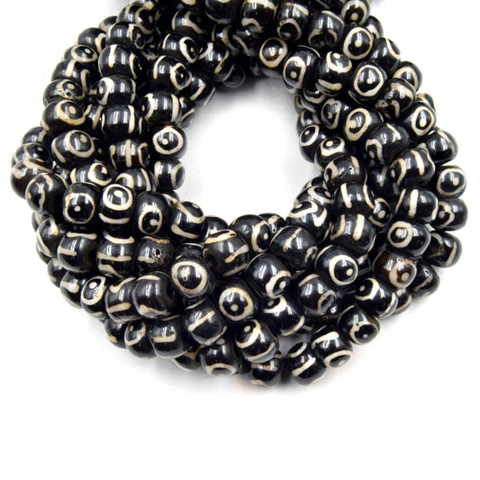 10mm black painted bone bead