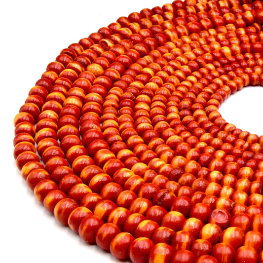 Bone Beads | Mottled Orange Rondelle Beads | 6mm, 8mm, 10mm