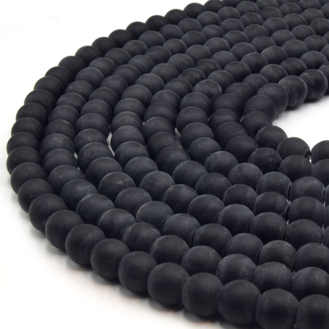 Indian Glass Beads  8mm Matte Round Shaped Indian Beach Glass