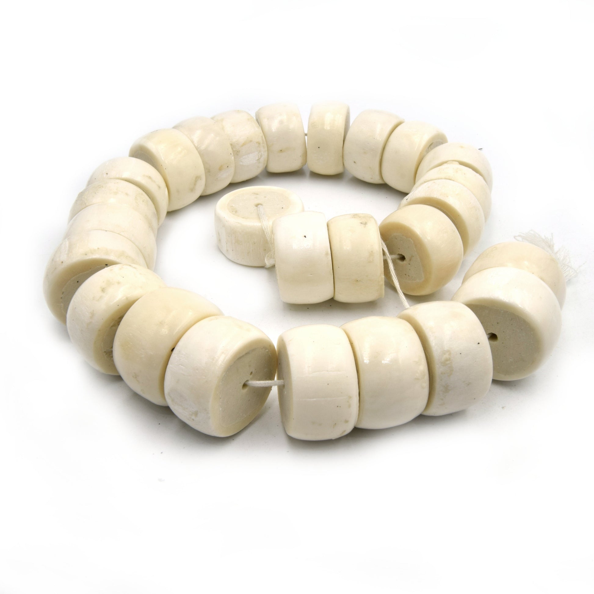 big white smooth bone beads