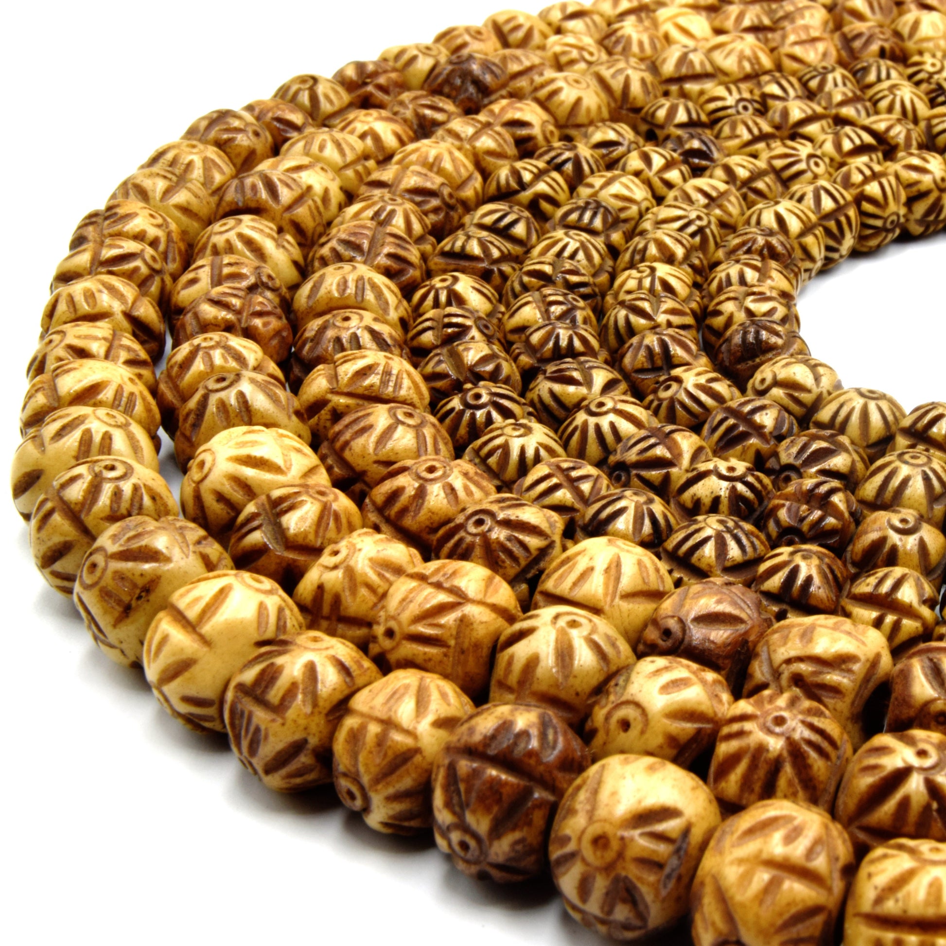 bone beads medium brown