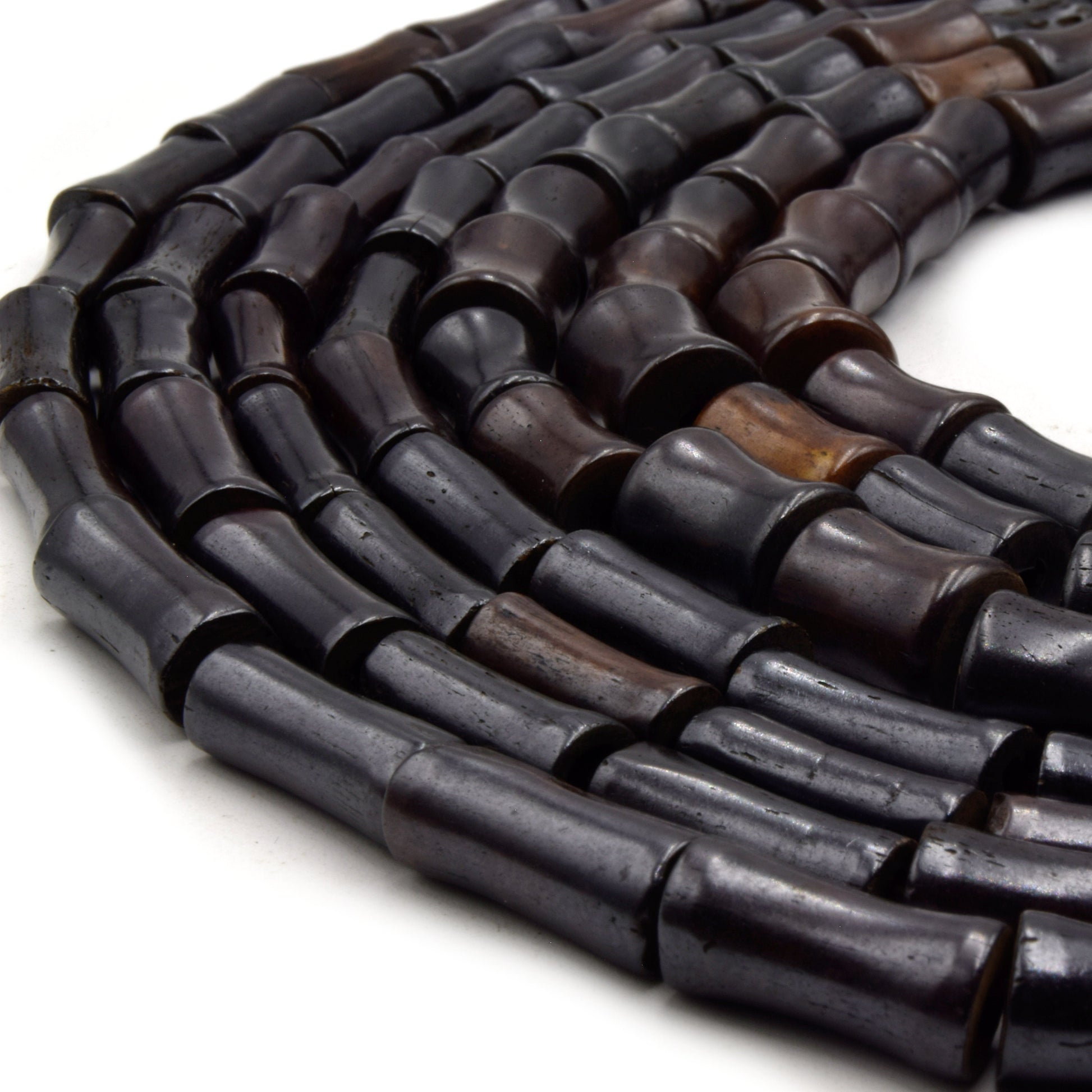 dark brown flared bone beads