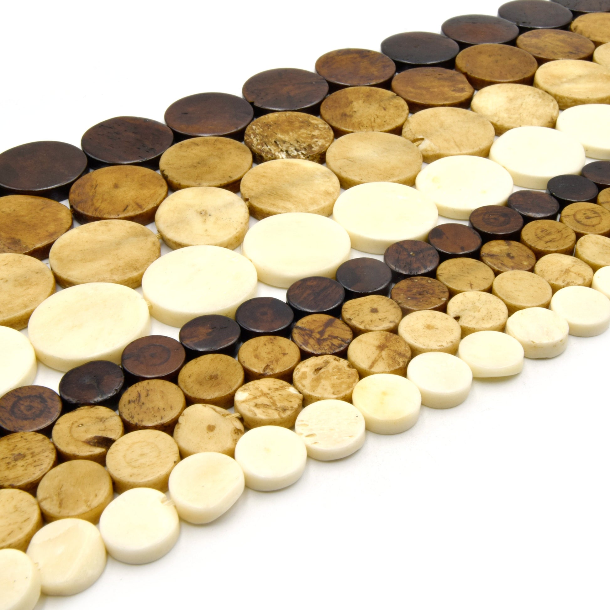 flat coin bone beads