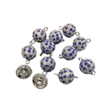 11mm Pave Style Blue Glass Encrusted Silver Plated Round/Ball Shaped Threaded Twist Clasps- Sold Individually - Elegant and Classy