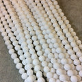 6mm Matte White Jade Round/Ball Shaped Beads - 15" Strand (Approx. 62 Beads) - Natural Semi-Precious Gemstone - Sold by the Strand