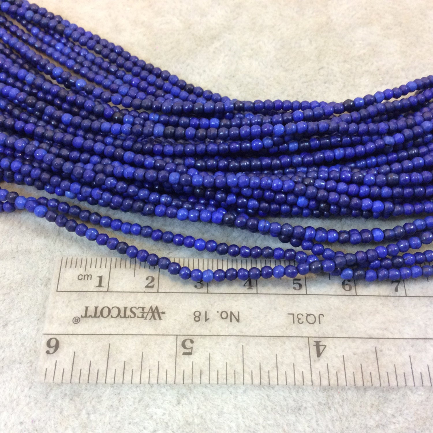 2mm Dyed Blue Howlite Smooth Round/Ball Shaped Beads - Sold by 15.5" Strands (Approx. 185 Beads) - Natural Semi-Precious Gemstone