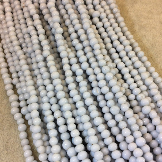 4mm Glossy Pale Light Blue Quality Irregular Rondelle Shape Indian Ceramic Beads - Sold by 16.25" Strand - Approximately 98 Beads