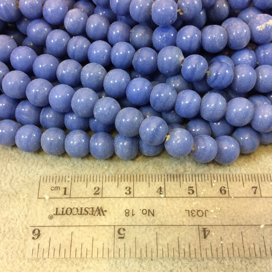 8mm Glossy Sky Blue Quality Irregular Rondelle Shape Indian Ceramic Beads - Sold by 16.25" Strand - Approximately 51 Beads per Strand