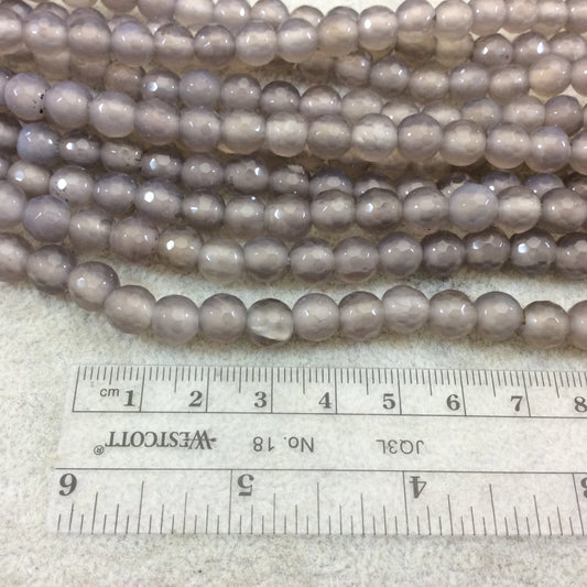 8mm Dyed Smoky Gray Natural Agate Faceted Round/Ball Shaped Beads with 1.5mm Holes - 7.75" Strand (Approx. 25 Beads) - LARGE HOLE BEADS