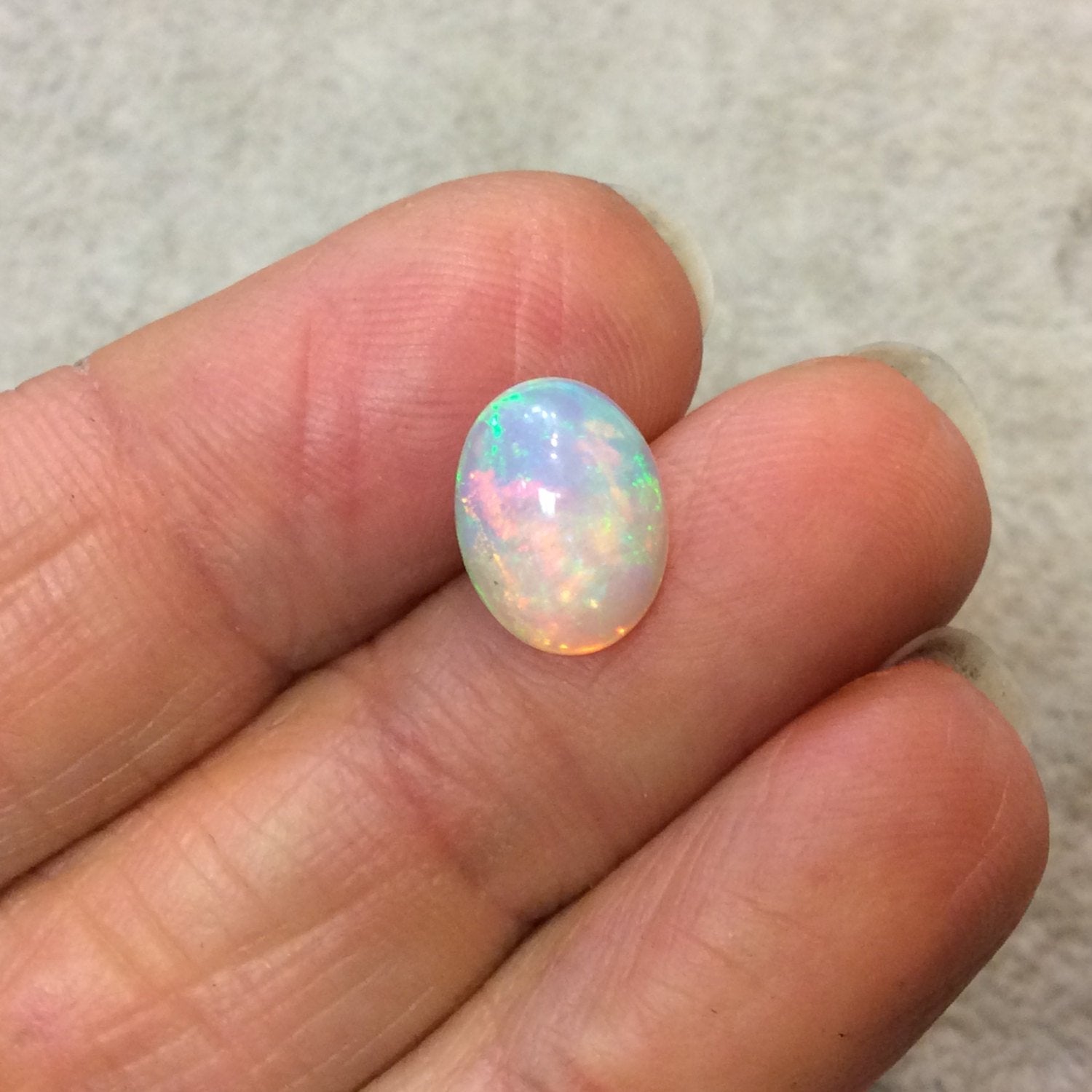 OOAK Natural Ethiopian Opal Smooth Oval Rounded Back Cabochon 'G' - Measuring 9mm x 11.5mm, 6mm Dome Height - High Quality Gemstone Cab