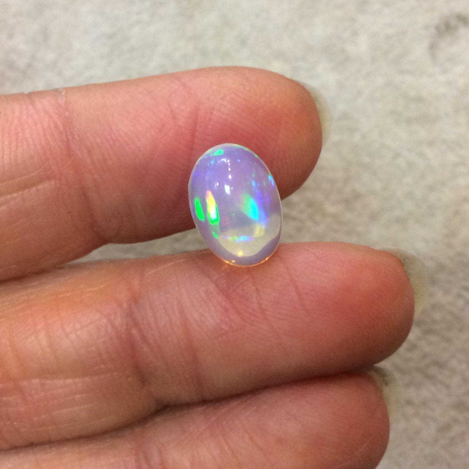 OOAK Natural Ethiopian Opal Smooth Oval Shaped Flat Back Cabochon 'J' - Measuring 9mm x 12.5mm, 6mm Dome Height - High Quality Gemstone Cab