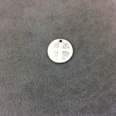 Bright Silver Plated Medieval Cross Embossed Disc/Coin Shaped Pendant/Charm Components - Measuring 12mm x 12mm  Sold in Packs of 10 (209-SV)