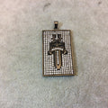 Gunmetal Plated CZ Cubic Zirconia Inlaid Rectangle Shaped Cross Pendant - Measuring 23mm x 38mm  - Available in Three Colors, See Related!