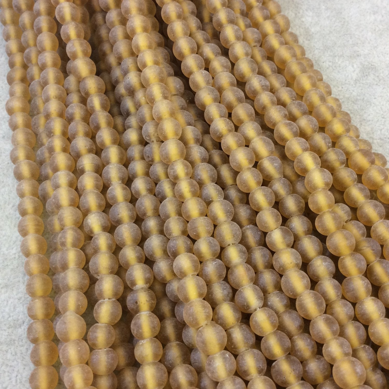 7mm Matte Lager Brown Irregular Rondelle Shape Indian Beach/Sea Glass Beads - Sold by 16.25" Strands - Approximately 64 Beads