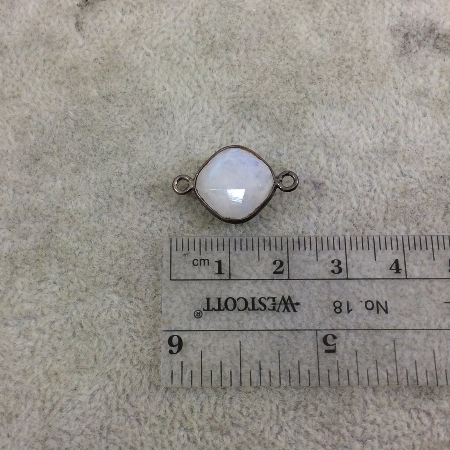 Gunmetal Moonstone Diamond Shaped Bezel Connector - 12mm - Sold Individually