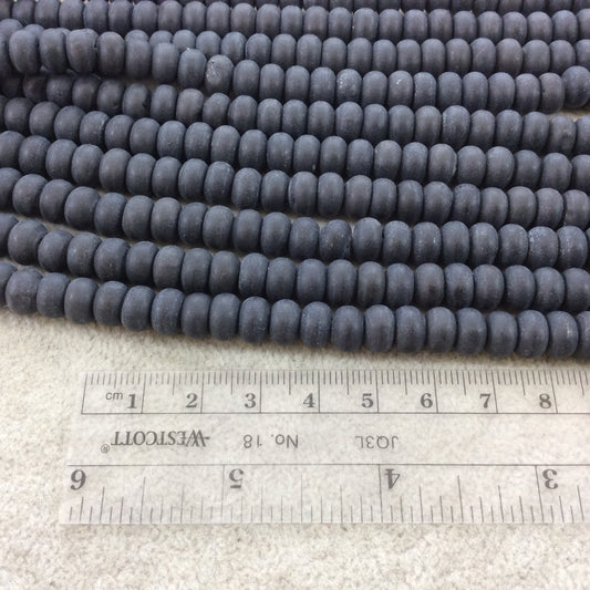 5mm x 8mm Matte Finish Natural Black Obsidian Rondelle Shaped Beads with 1mm Holes