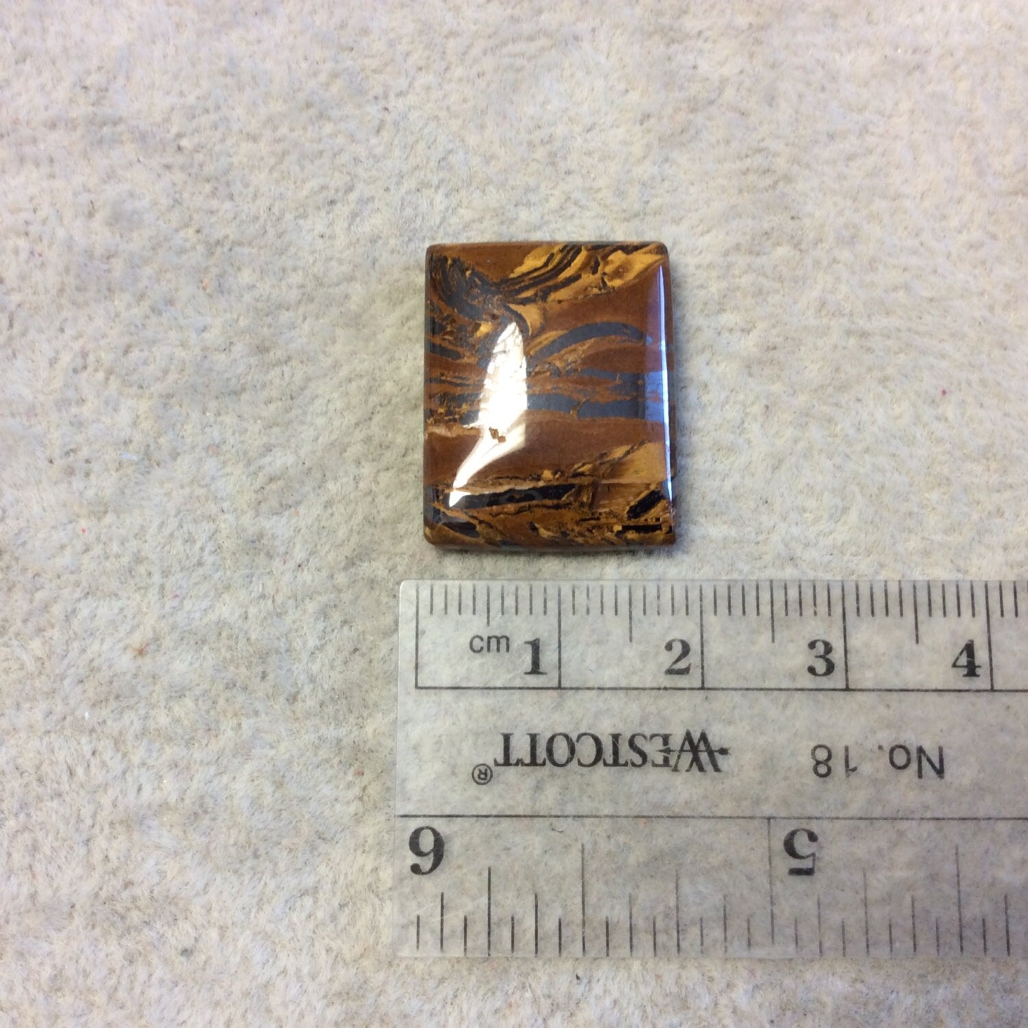 Single OOAK Natural Tiger Iron Oblong Rectangle Shaped Flat Back Cabochon - Measuring 18mm x 22mm, 4mm Dome Height - High Quality Gemstone