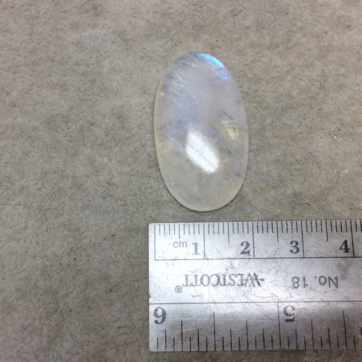 OOAK Single AAA Oval Shaped Iridescent Aqua/Blue Moonstone Flat Back Cabochon - Measuring 20mm x 35mm, 7mm Dome Height - Gemstone Cab