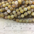 10mm MATTE Finish Brown/Yellow Natural Dragon Vein Agate Round/Ball Shaped Beads with 1mm Holes - Sold by 15" Strands (Approx. 38 Beads)