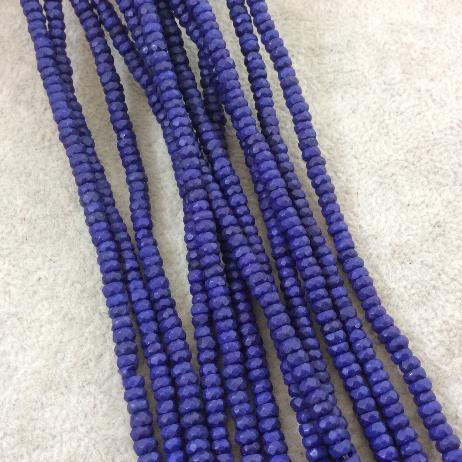 2x4mm Dyed Cobalt Blue Howlite Faceted Rondelle Shaped Beads with 1mm Holes - Sold by 15.5" Strands (Approx. 190 Beads) - Quality Gemstone